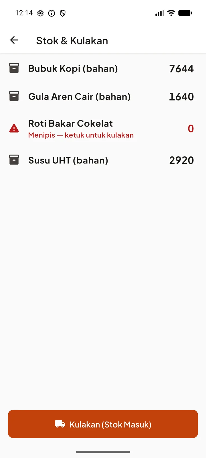 Tangkapan layar: Stok & Kulakan