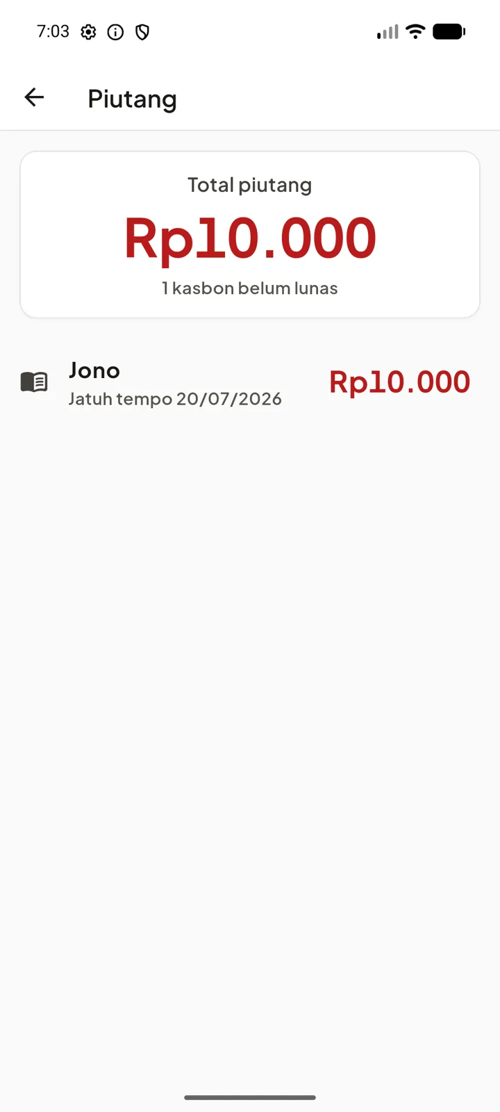 Tangkapan layar: Utang & Piutang